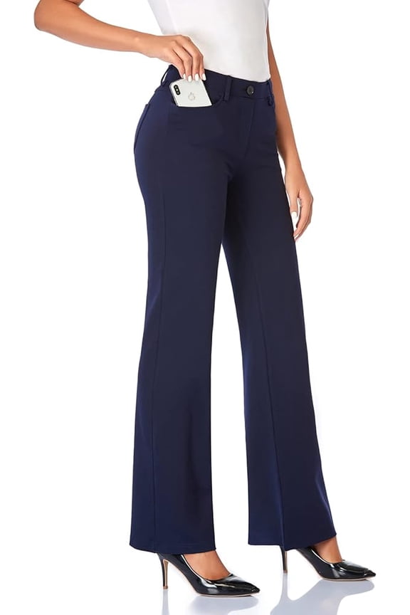 Women's 28''/30''/32''/34'' Stretchy Bootcut Dress Pants with Pockets Tall, Petite, Regular for Office Work Business