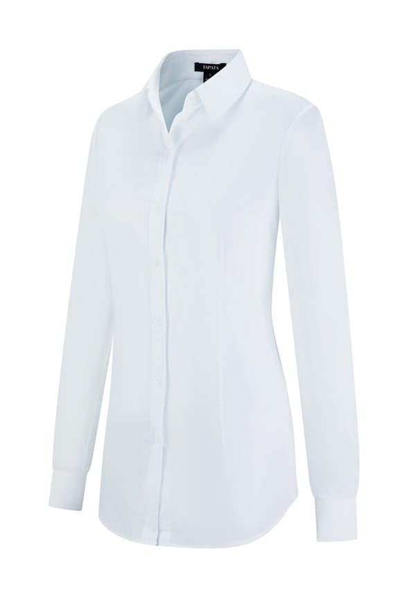Women's Classic Button-Down Blouse Formal Work Dress Fitted Shirts Collared Long Sleeve Business Top