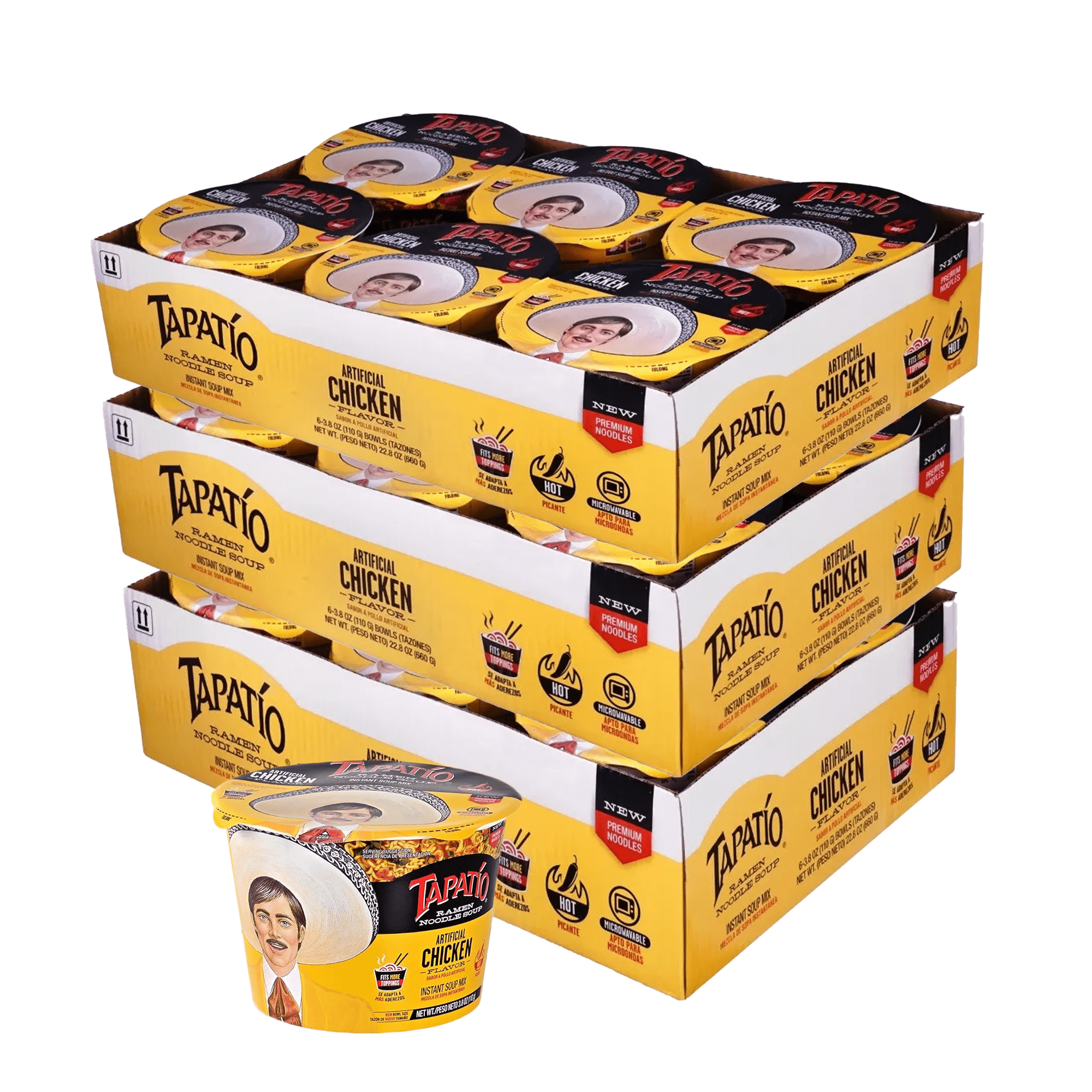 Tapatio Chicken Flavor Ramen Noodle Soup, 3.7 Oz (Pack of 18)