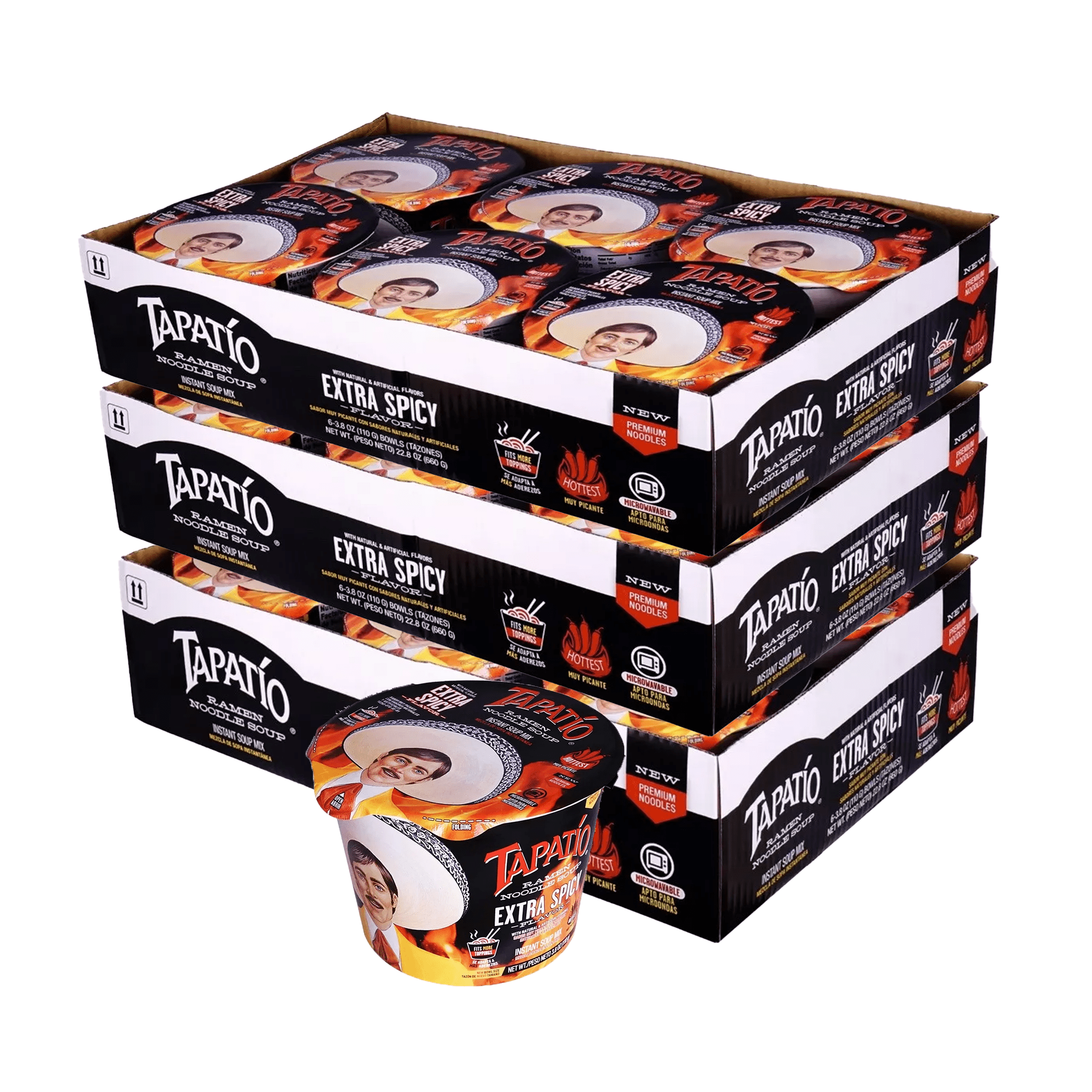 Tapatio Extra Spicy Ramen Noodle Soup, 3.88 Oz (Pack of 18)