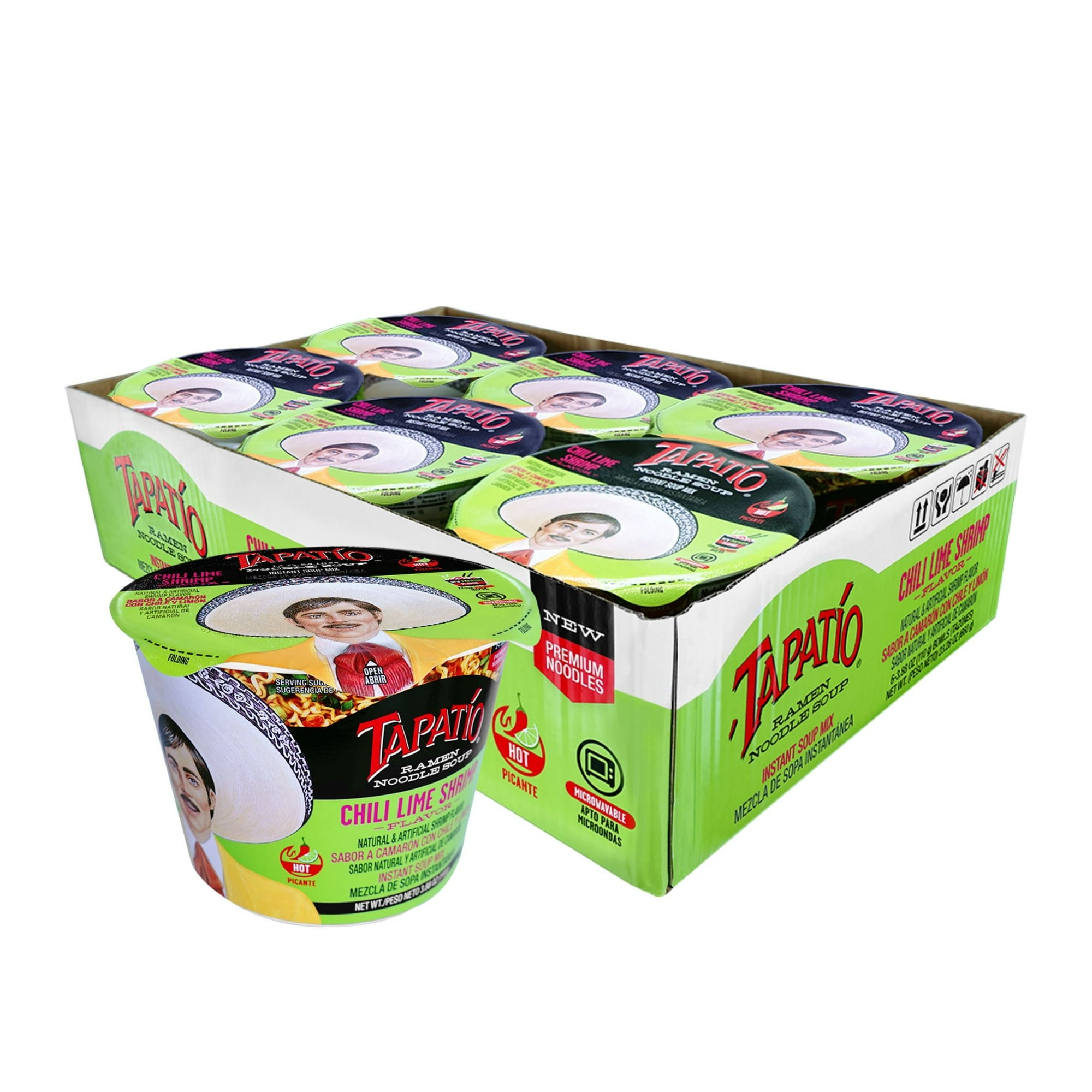 Tapatio Spicy Chili Lime Shrimp Flavor Ramen Noodle Soup, 3.8 oz (Pack of 12)