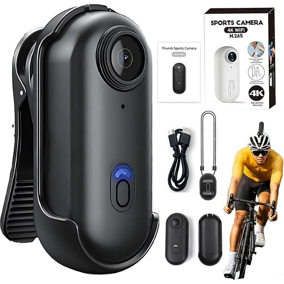 Tapcam Sports Camera, The Tap Cam POV Camera, Hd 1080p/4k Mini Wearable Adventure Action Body Cam, Hands-Free and Long-Lasting with Audio & Video, for Vlogging, Diving, Cycling (Black, 108OP-B)