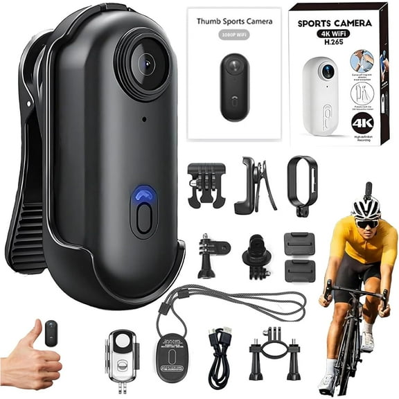 Tapcam Sports Camera, The Tap Cam POV Camera, Hd 1080p/4k Mini Wearable Adventure Action Body Cam, Hands-Free and Long-Lasting with Audio & Video, for Vlogging, Diving, Cycling (Black, 108OP-luxury)