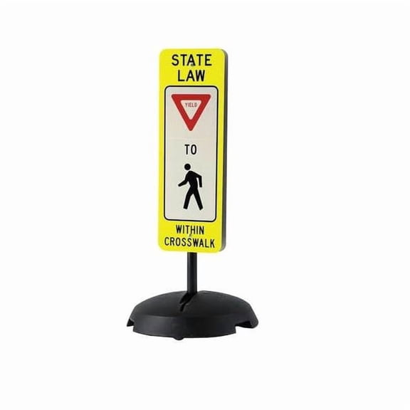 Tapco Traffic Sign with Base,36" x 12",Yellow 373-03140B