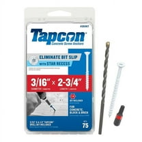 Tapcon 28367 Star Flat Head Concrete Screws, 2-3/4", Steel