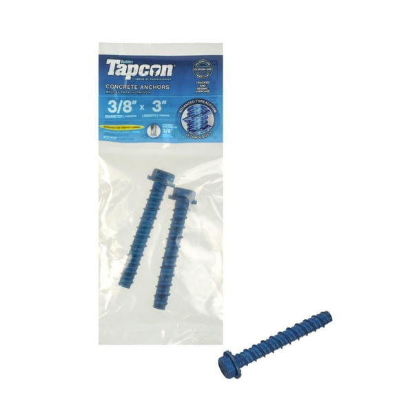 Tapcon 3/8 in. X 3 in. L Hex Drive Hex Washer Head Concrete Screws 2 Pack