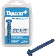 Tapcon Heavy Duty Screw Anchor - Steel, Easy Installation - 10 Count, 3/8 in. x 2-1/4 in., Blue   Construction & DIY Use, Standard Hardware Spec
