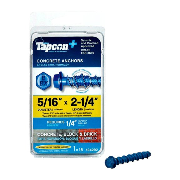 Tapcon 5/16 In. x 2-1/4 In. Hex Washer Concrete Screw Anchor (15 Ct.)