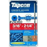 Tapcon Easy-to-Use Concrete Anchors 3/16" x 2-1/4" 75 Count