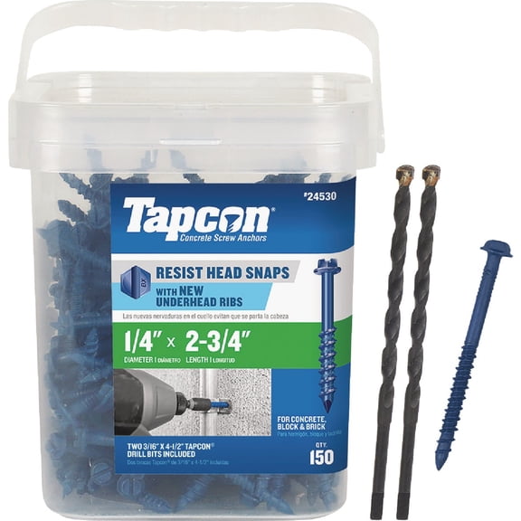 Tapcon Hex Washer Concrete Screw Anchor - Pack of 12