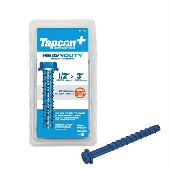 Tapcon Plus 5038074 0.5 x 3 in. Blue Hex Drive Hex Washer Head Concrete Screws, Pack of 10 - Case of 4