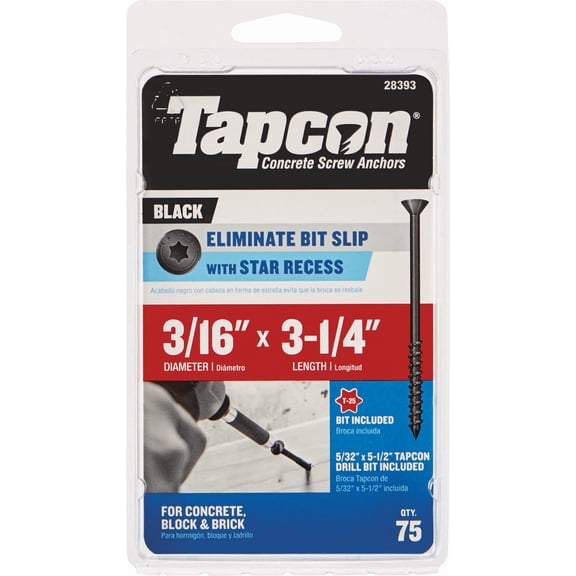 Tapcon Fastener - Tapcon Star Head Concrete Screw Anchor - Pack of 12