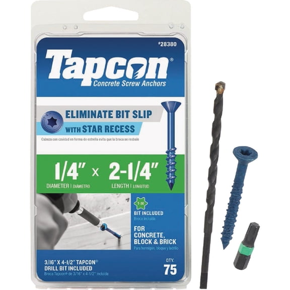 Tapcon Star Head Concrete Screw Anchor - Pack of 4
