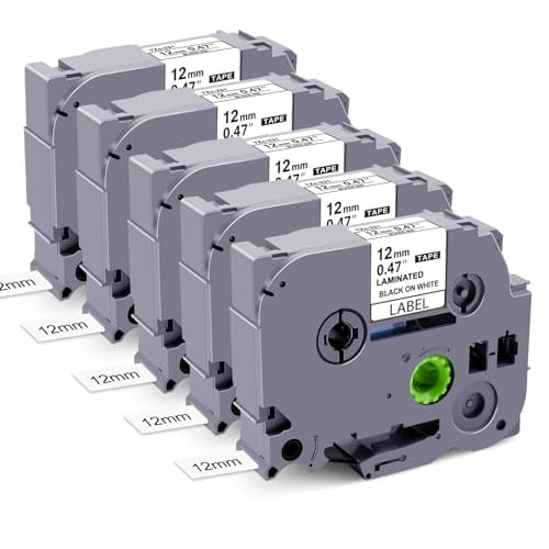 Tape 12mm 0.47 Laminated White Replacement for Brother P Touch TZe-231 TZC-231 P Touch Label Tape Refill Work for Brother P-Touch Label Maker PT-D210 PT-D220 PT-H110 PT-D600 PT-D400,8m 26.2ft