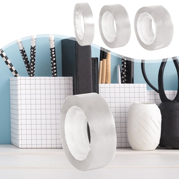 Tape Dispenser Desk Organizer, Clear Adhesive Office Tape for Sealing and Packaging, High Transparency Undergraduate Educational Supply, Plastic Craft Utility, Topliu