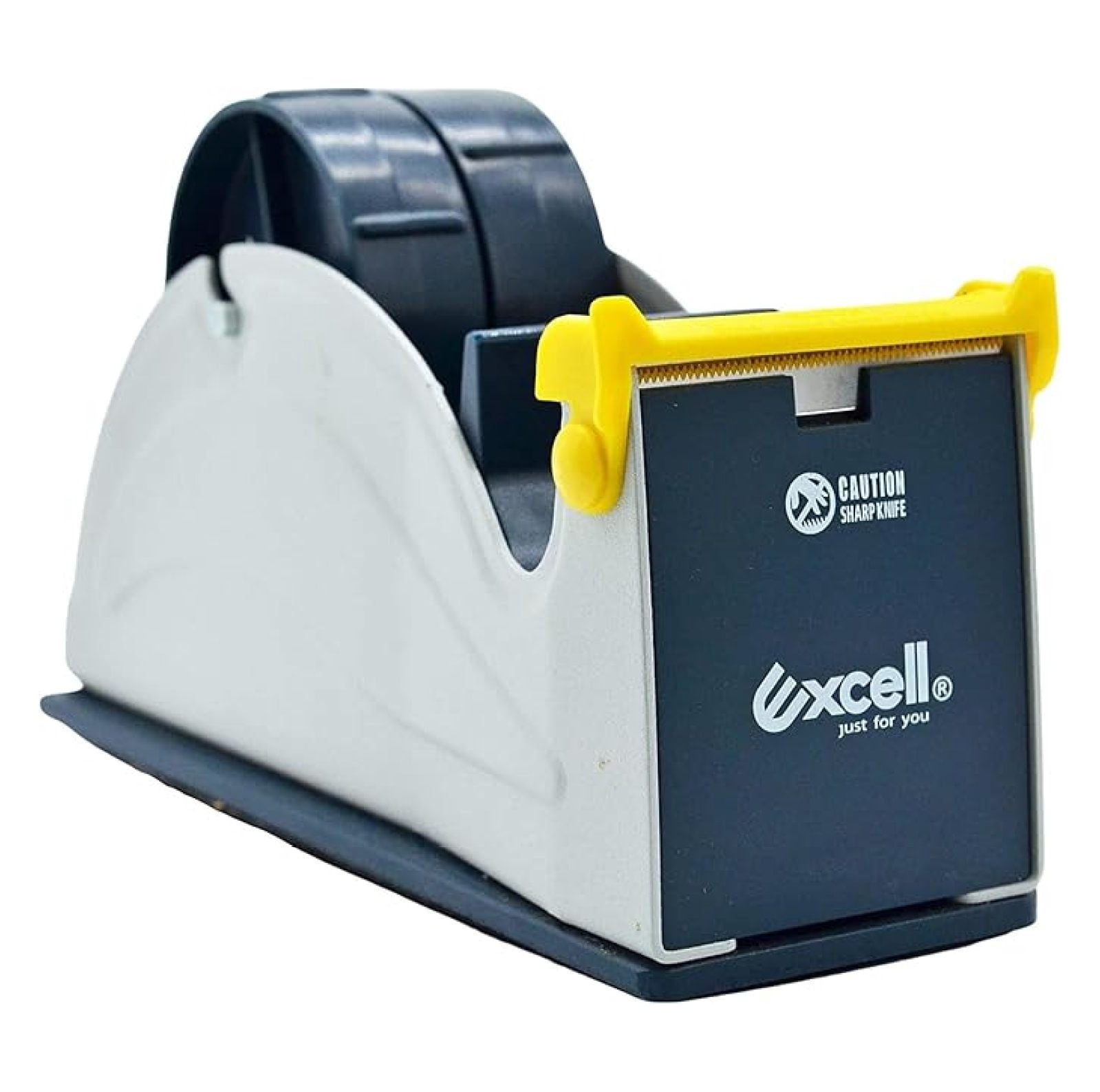 Tape Dispenser Desktop, Excell ET-227 Steel Tape Dispenser - 2 Inch Wide Twin Roll - Blue/Grey - with Suction Cups & Safety Guard