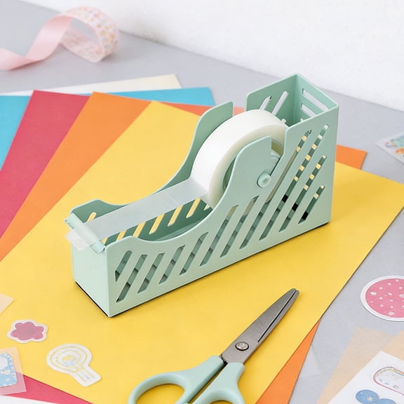 Tape Dispenser with Antiskid Base and Blades Smooth Rollers Suitable for Tape Cutters with Width Within 25mm for Office Home Use - Green