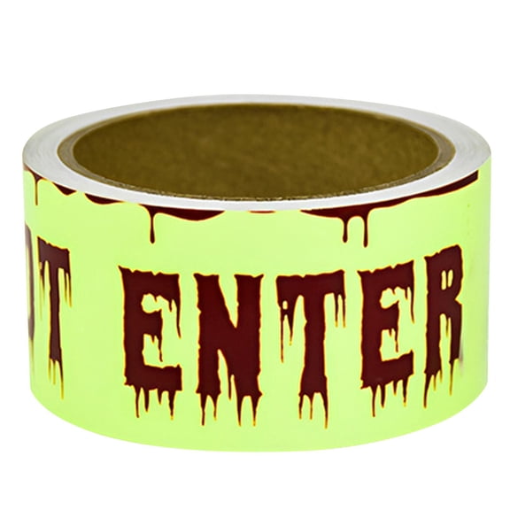 Tape Halloween Glow in The Dark Do Not Enter Caution Tape Spooky Blood Drip Design for Haunted House Outdoor Yard and Party Decor, 1 Pack