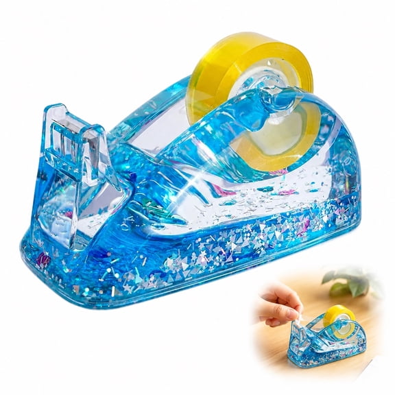 Tape Holder Dispenser, Non-Slip Acrylic Glitter Tape Cutter Tool for Office Desk Home Stationery Organization and Daily Use