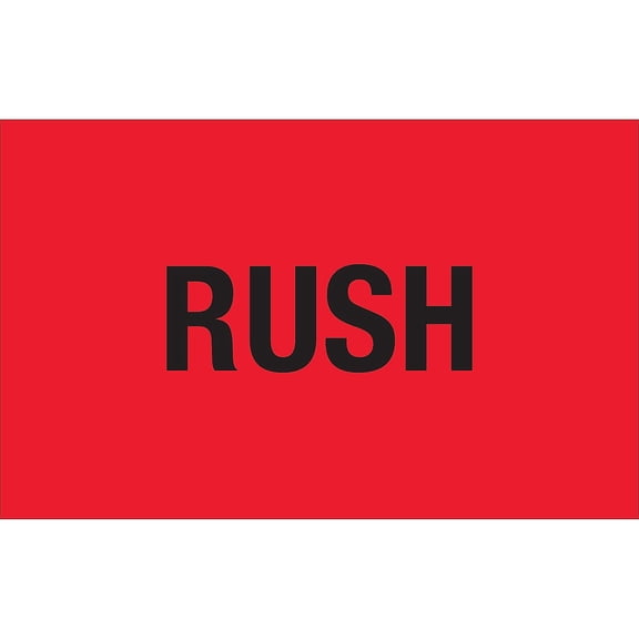 Tape Logic Labels "Rush" 1 1/4" x 2" Fluorescent Red 500/Roll (DL1367)