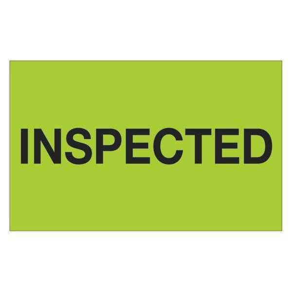 Tape Logic® Preprinted Special Handling Labels, DL1163, Inspected, Rectangle, 1 1/4" x 2", Fluorescent Green, Roll Of 500