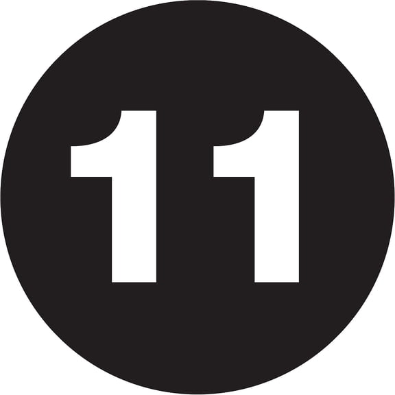 Tape Logic® Permanent Inventory Labels, DL1352, Number 11, Round, 3", Black, Roll Of 500