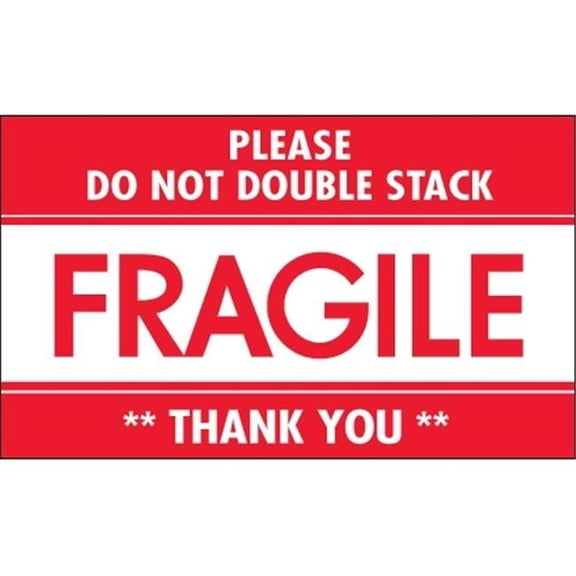 Tape Logic  3 x 5 in. Fragile Do Not Double Stack Labels - Red & White - Roll of 500