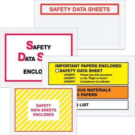 Tape Logic 4 .5 x 6 in. 2 Mil Poly Printed Clear Safety Data Sheets Enclosed SDS Envelopes