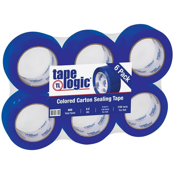 Tape Logic Carton Sealing Tape 2.2 Mil 2" x 110 yds. Blue 6/Case T90222B6PK