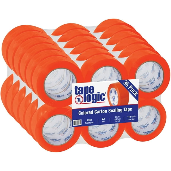 Tape Logic Carton Sealing Tape 2.2 Mil 2" x 110 yds. Orange 36/Case T90222O