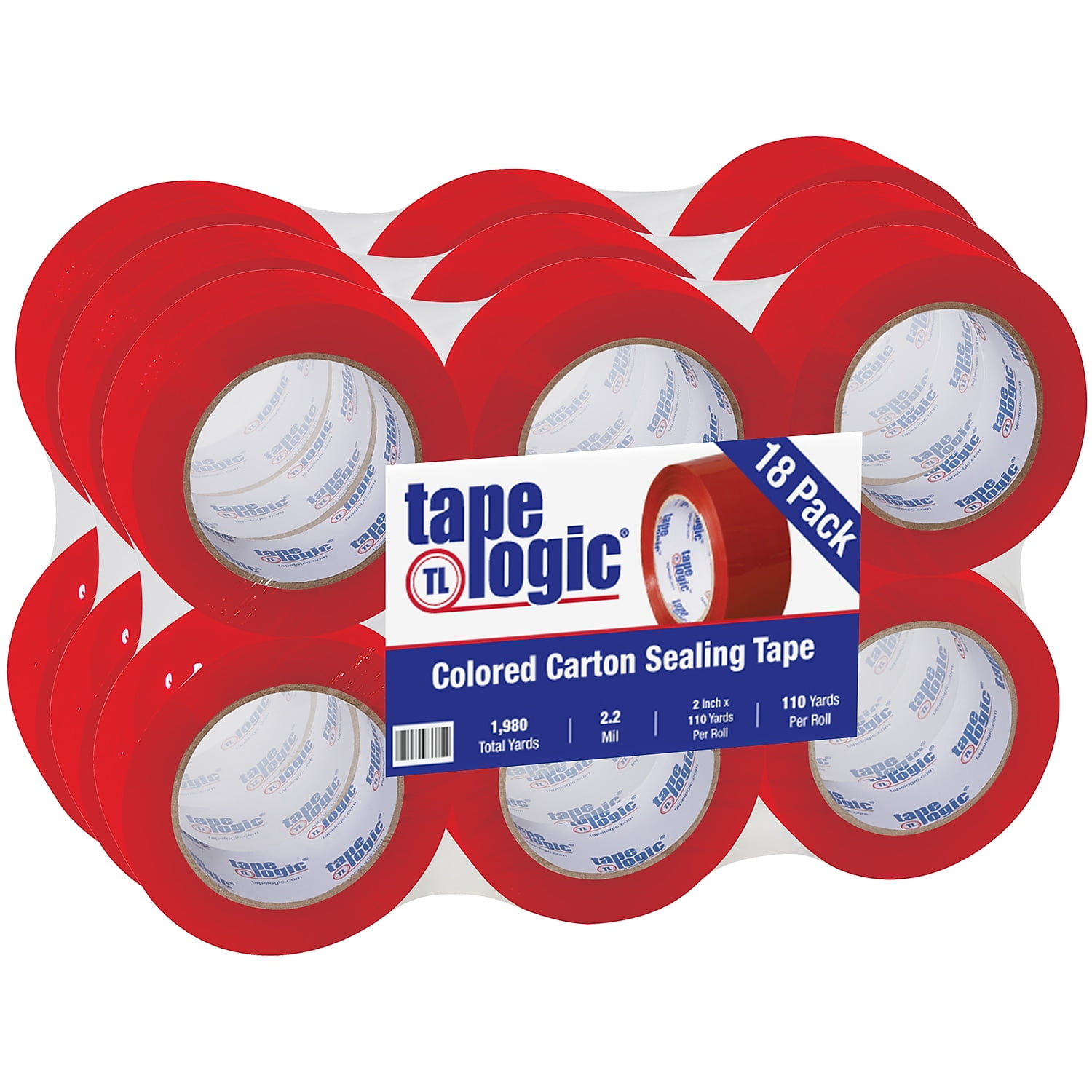 Tape Logic Carton Sealing Tape,2x110 yd.,Red,PK18 T90222R18PK