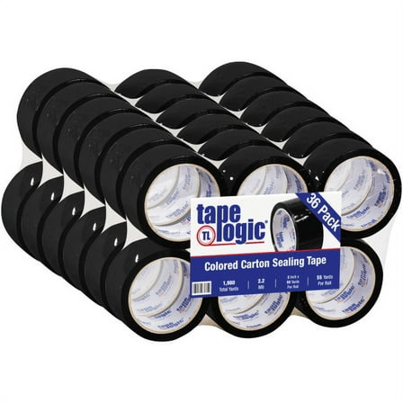 Tape Logic Carton Sealing Tape,2x55 yd.,Black,PK36 T90122BK