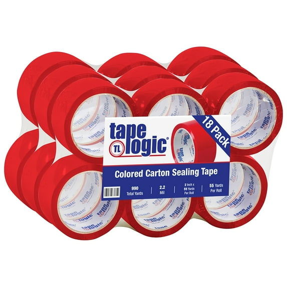 Tape Logic Carton Sealing Tape,2x55 yd.,Red,PK18 T90122R18PK