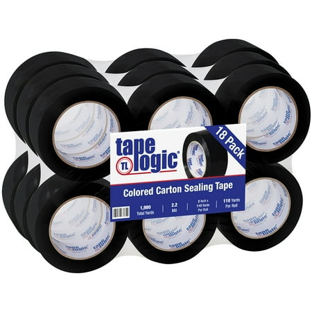 Tape Logic® Carton-Sealing Tape, 3" Core, 2" x 110 Yd., Black, Pack Of 18