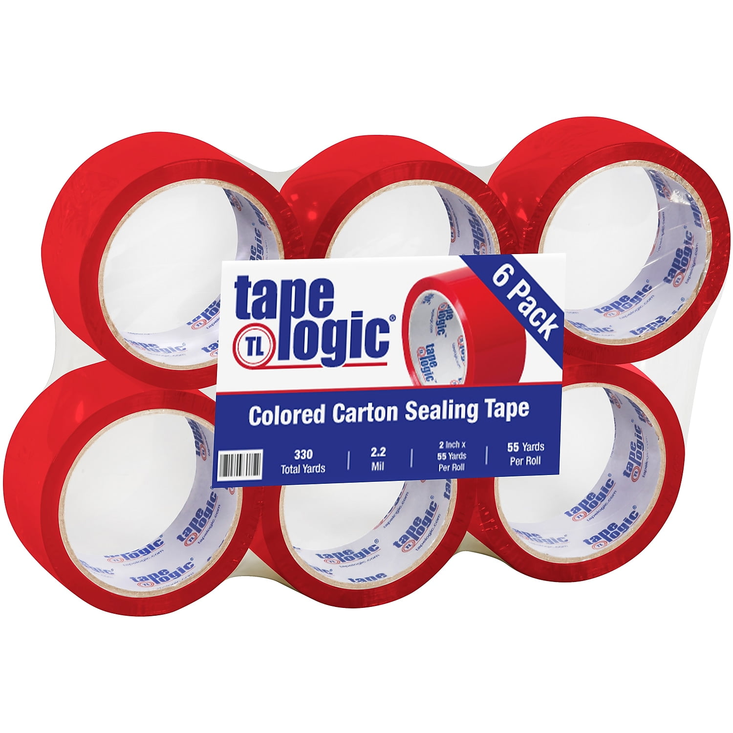 Tape Logic® Carton-Sealing Tape, 3" Core, 2" x 55 Yd., Red, Pack Of 6