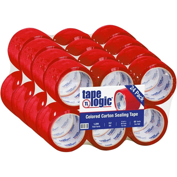 Tape Logic Carton Sealing Tape,3x55 yd.,Red,PK24 T90522R