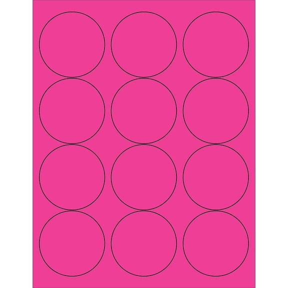 Tape Logic Circle Laser Labels 2 1/2" Fluorescent Pink 1200/Case (LL194PK)