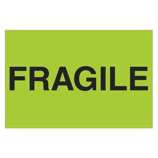 Tape Logic® Preprinted Shipping Labels, DL1056, Fragile, Rectangle, 2" x 3", Fluorescent Green, Roll Of 500