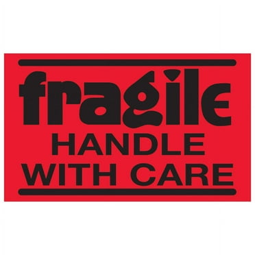 Tape Logic DL1071 3 x 5 in. - Fragile - Handle with Care Fluorescent Red Labels - Roll of 500