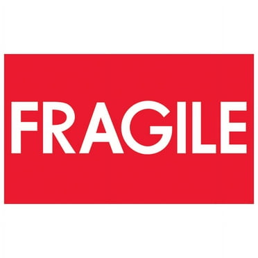 Tape Logic DL1082 3 x 5 in. - Fragile High Gloss Labels, Red & White - Roll of 500