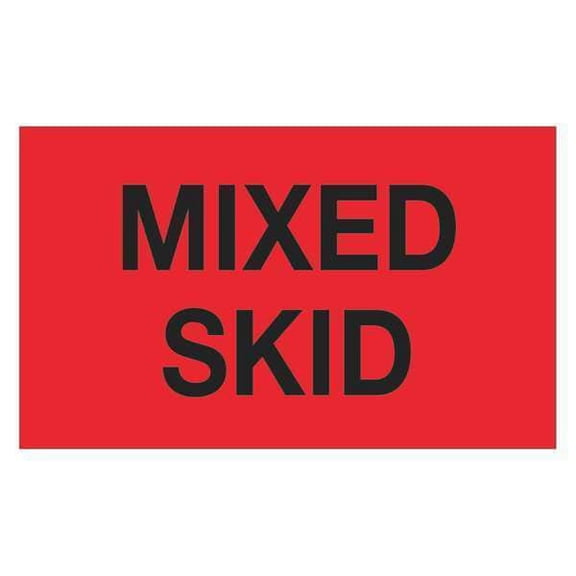 Tape Logic® Preprinted Shipping Labels, DL1113, Mixed Skid, Rectangle, 3" x 5", Fluorescent Red, Roll Of 500