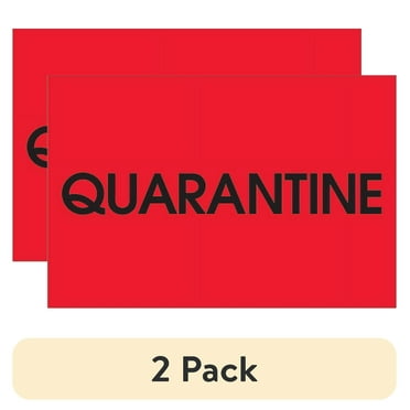 (2 pack) Tape Logic DL1138 2 x 3 in. - Quarantine Fluorescent Red Labels - Roll of 500