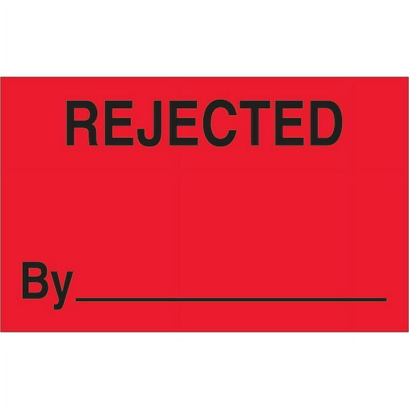 Tape Logic DL1152 1.25 x 2 in. - Rejected By Fluorescent Red Labels - Roll of 500
