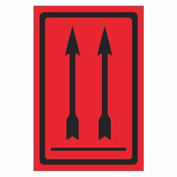 Tape Logic DL1191 4 x 6 in. - Two Up Arrows Over Bar Fluorescent Red Labels - Roll of 500