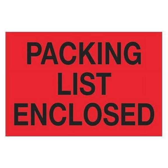 Tape Logic Labels "Packing List Enclosed" 2" x 3" Fluorescent Red 500/Roll DL1202