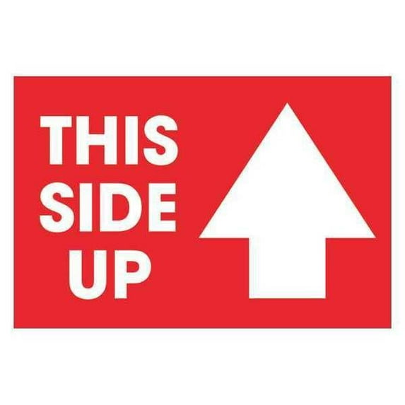 Tape Logic DL1307 2 x 3 in. - This Side Up Arrow Labels, Red & White - Roll of 500