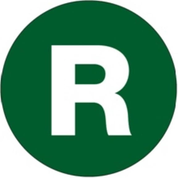 Tape Logic DL7008 1 in. Circle R Green Letter Labels