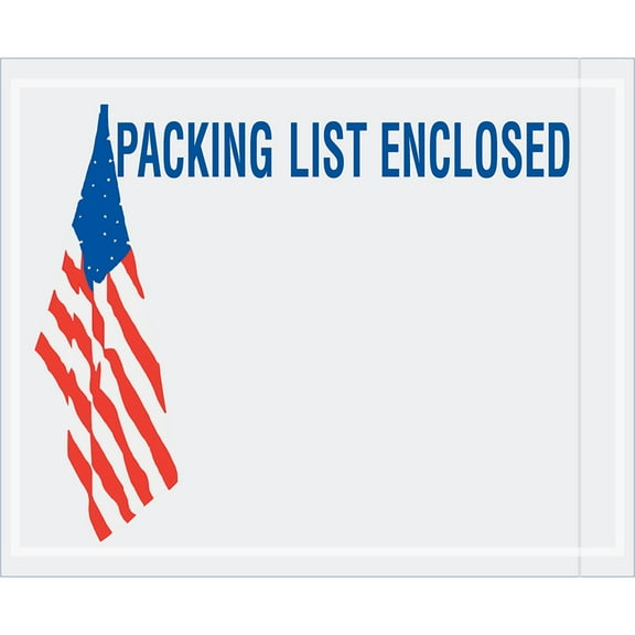 Tape Logic Envelopes,USA Flag,4 1/2x5 1/2",PK1000 PLUSA12
