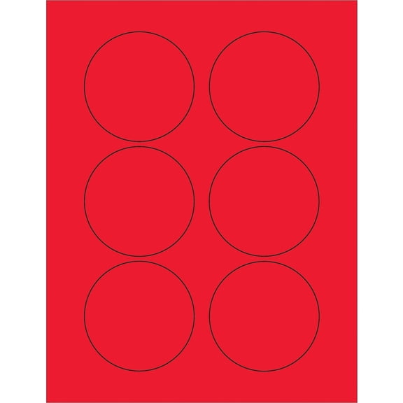 Tape Logic Fluorescent Circle Laser Labels 3" Fluorescent Red 600/Case LL195RD