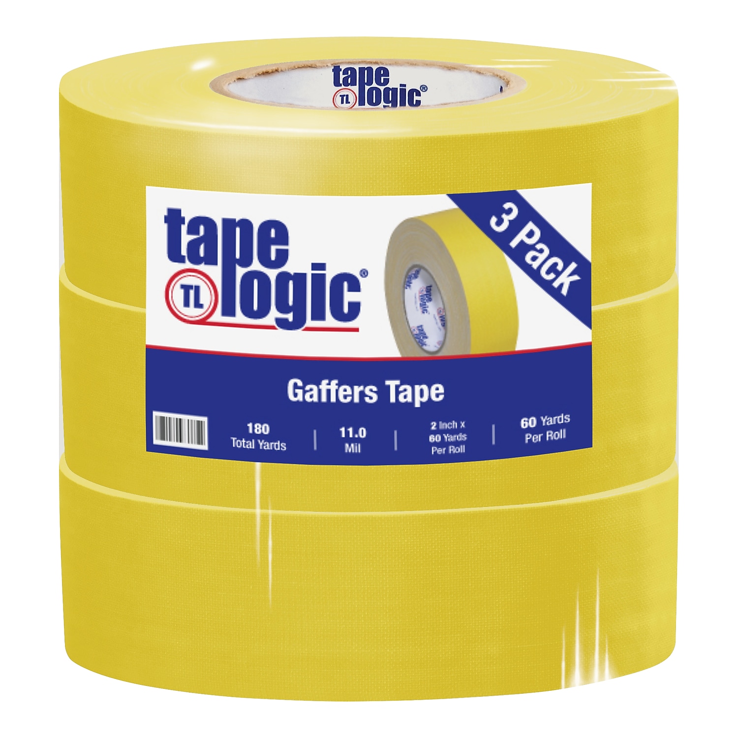 Tape Logic Gaffers Tape 11.0 Mil 2" x 60 yds. Yellow 3/Case T98718Y3PK
